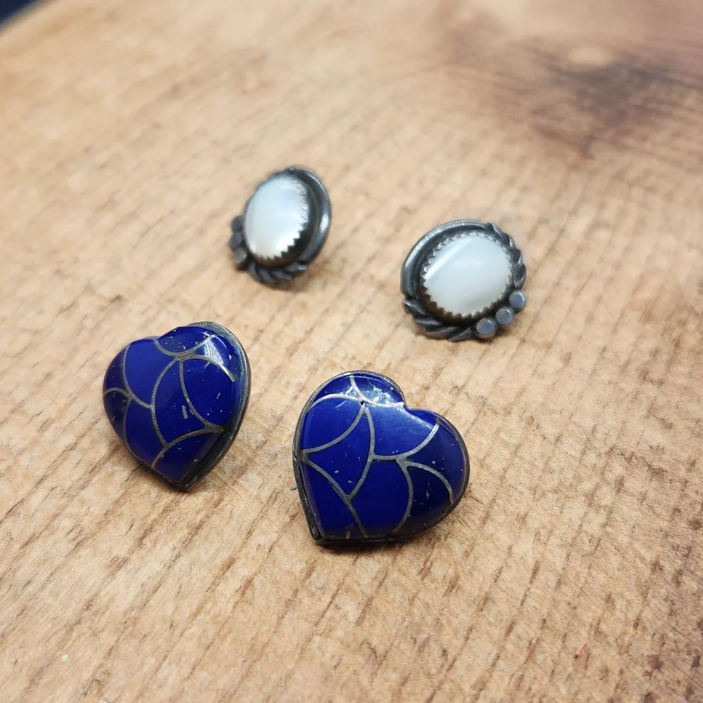 Lot‎ Of 2 Pair Of Native American Earrings Vintage - Picture 2 of 9